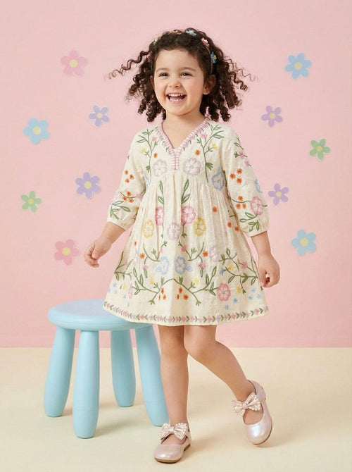 Cutie pastel multi colored textured cotton dress