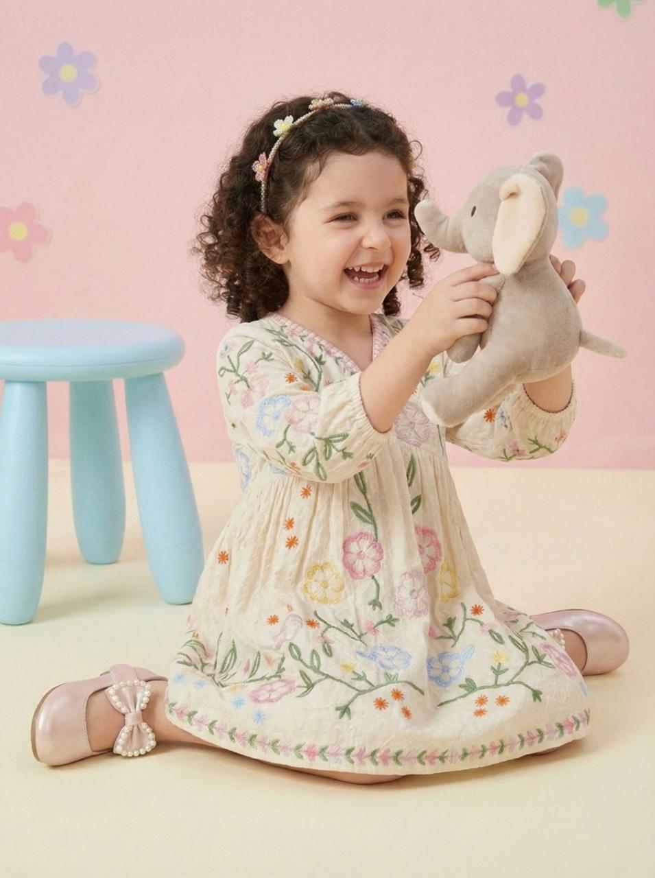 Cutie pastel multi colored textured cotton dress