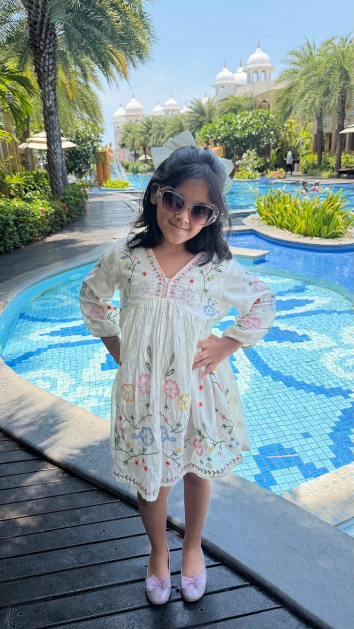 Cutie pastel multi colored textured cotton dress